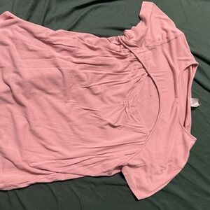 Pink Ribbed Short Sleeve Top